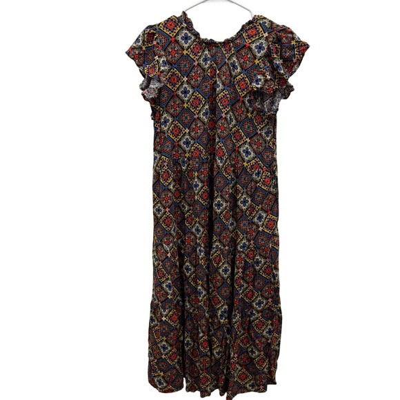 Uncle Frank Midi Dress Women‎ Sz Small Granny Square Faux Crochet Pattern V Neck - Picture 5 of 5